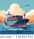 an AI Image Generator, Container Cargo Ship Sailing in Calm 130363792