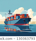 an AI Image Generator, Container Cargo Ship Sailing in Calm 130363793