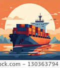 an AI Image Generator, Container Cargo Ship Sailing in Calm 130363794