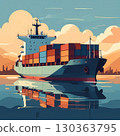 an AI Image Generator, Container Cargo Ship Sailing in Calm 130363795