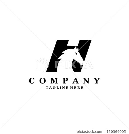 letter H horse logo design vector 130364005