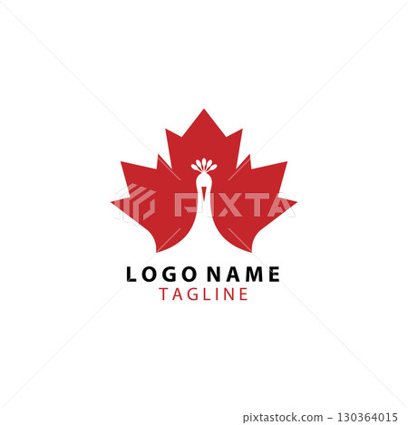 peacock autumn logo design vector 130364015