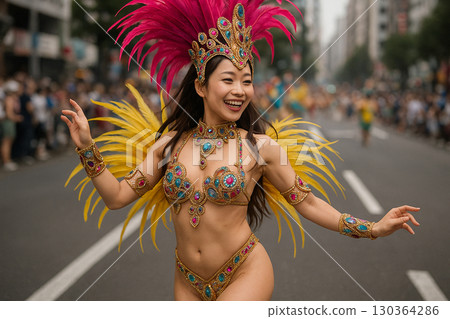 森巴狂歡節上華麗的舞者 130364286