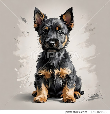 蘇格蘭梗小狗靜靜地坐著 130364309