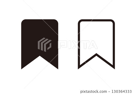 A set of simple ribbon-shaped bookmark icons - vector illustration 130364333