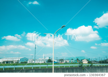 Countryside sky and streetlights 130364367