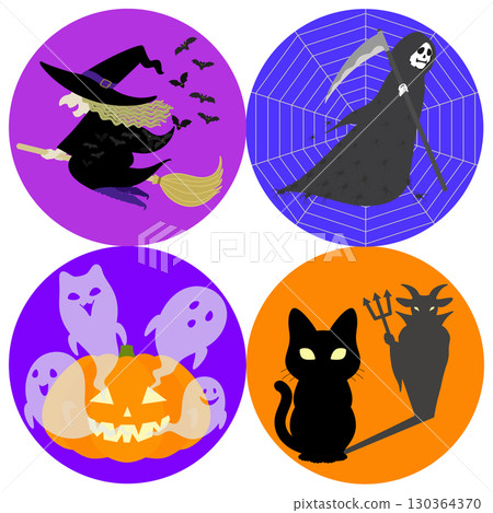 Halloween_Witch, Grim Reaper, Pumpkin, Black Cat 130364370