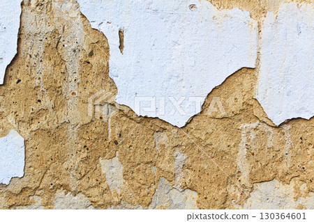 Old grunge and crack yellow wall. Background with copy space 130364601