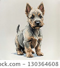Standing Scottish terrier puppy 130364608