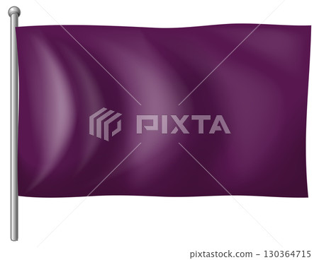 Waving Purple Flag on Silver Flagpole Vector Illustration 130364715