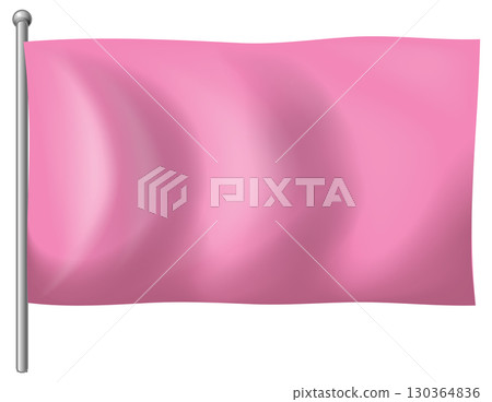 Waving Pink Flag Vector Illustration on White Background 130364836