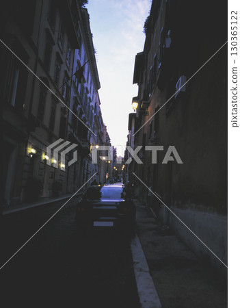 Old townscape of Rome, back alley scenery near evening 130365122