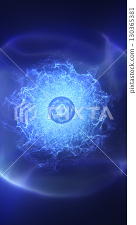 Glowing blue energy core with electric patterns and radiant light on a dark background Glowing blue energy core with electric patterns and radiant light on a dark background 130365381