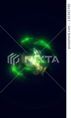 Abstract glowing green energy core with swirling electric light on dark background Abstract glowing green energy core with swirling electric light on dark background 130365390