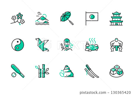 Travel to Japan - line design style icons 130365420