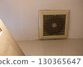 Dirty bathroom ceiling exhaust fan covered in dust showing poor ventilation and maintenance need 130365647