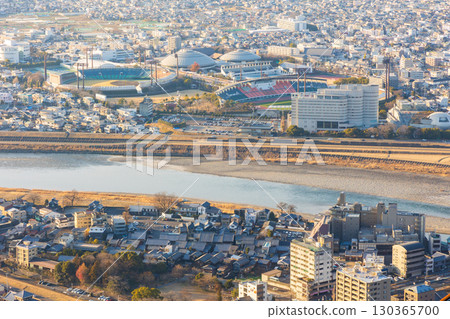 Gifu City, Gifu Prefecture: View from the Kinkazan Observatory at dusk 130365700