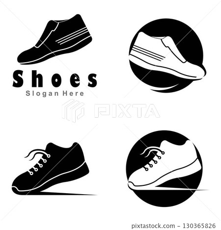 shoes logo icon, shoe sneaker logo vector template 130365826