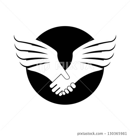 Hand Shake and Wing Logo vector illustration Hand Shake and Wing Logo vector illustration 130365981