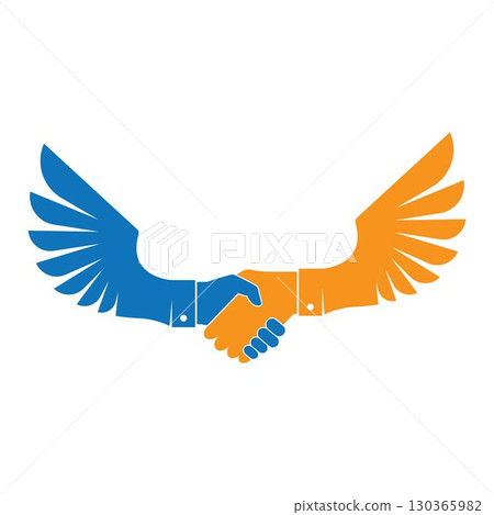 Hand Shake and Wing Logo vector illustration 130365982