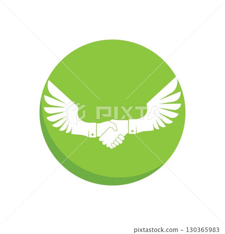 Hand Shake and Wing Logo vector illustration 130365983