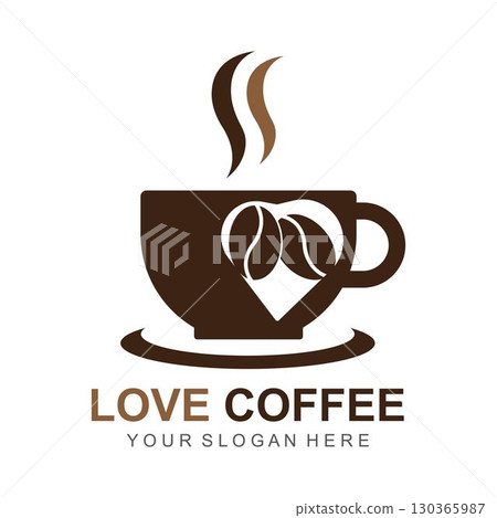 Love Coffee illustration logo Template vector 130365987