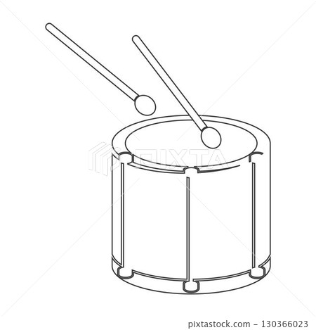 Drum and sticks flat style vector illustration 130366023