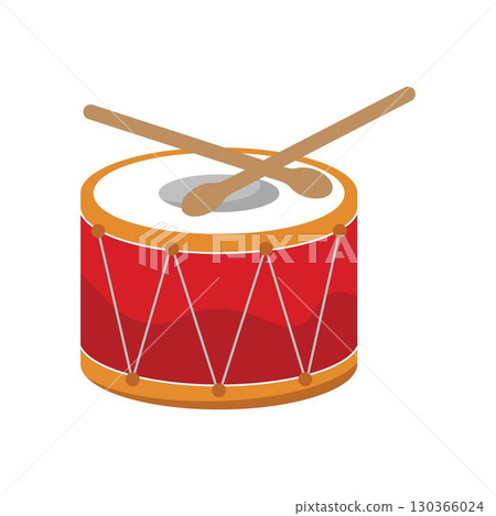 Drum and sticks flat style vector illustration 130366024