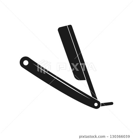 Straight razor knife icon design isolated on white background. 130366039