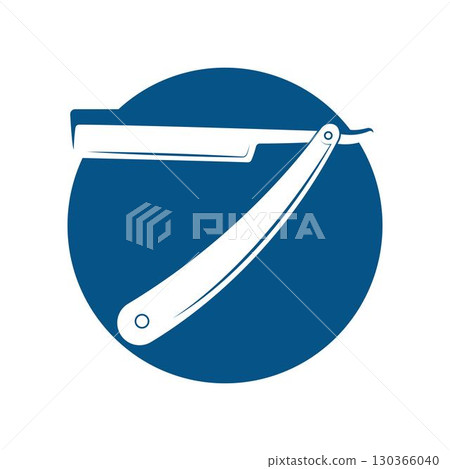 Straight razor knife icon design isolated on white background. 130366040