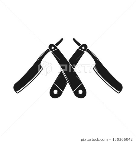 Straight razor knife icon design isolated on white background. Straight razor knife icon design isolated on white background. 130366042
