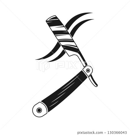 Straight razor knife icon design isolated on white background. 130366043