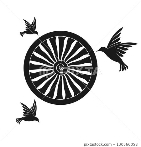 Bird strike logo vector design on the plane 130366058