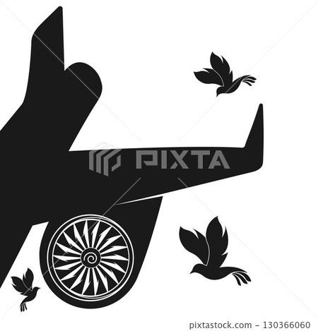 Bird strike logo vector design on the plane 130366060
