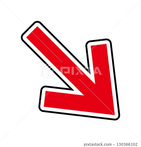 Simple red arrow on white background 130366102