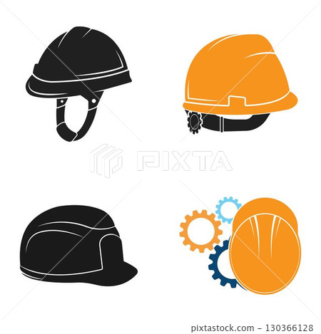 Construction safety helmet logo design 130366128