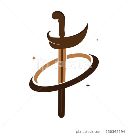 Traditional weapon Keris from Indonesia in flat design vector illustration isolated on white background. 130366294