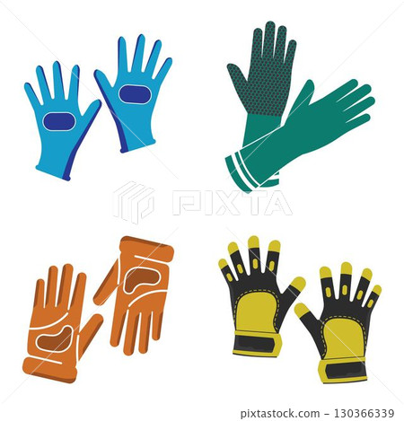 Protective gloves vector. Builder gloves vector icon. Thick technical gloves logo design Protective gloves vector. Builder gloves vector icon. Thick technical gloves logo design 130366339