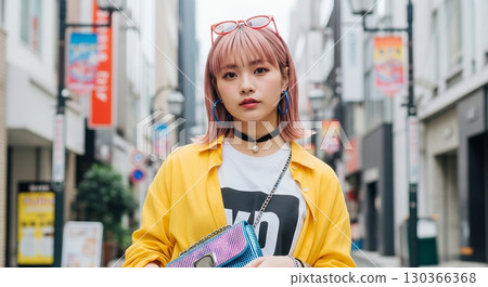 Stylish woman walking in the city 130366368