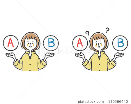 A and B options woman upper body vector A and B options woman upper body vector 130366440