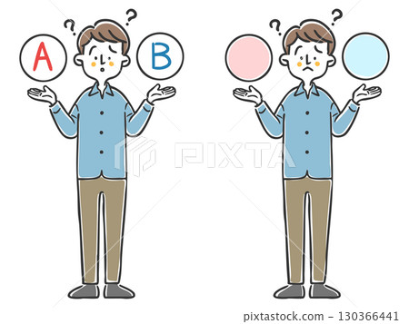 Man struggling to make a choice, whole body, vector Man struggling to make a choice, whole body, vector 130366441