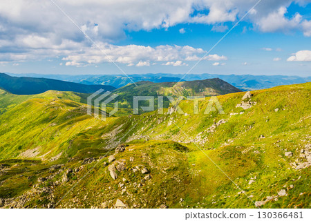 Green mountains and hills landscape 130366481