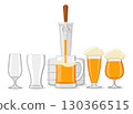Beer pouring into glass glasses on a white background. Oktoberfest 130366515