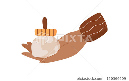 Flat trendy bodycare cream tube in hand, antiaging moisturizing makeup oil jar, cartoon natural hair care product bottle, minimal organic cosmetic lotion pack, vector illustration. Flat trendy bodycare cream tube in hand, antiaging moisturizing makeup oil jar, cartoon natural hair care product bottle, minimal organic cosmetic lotion pack, vector illustration. 130366609