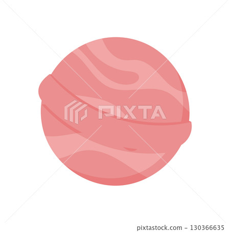 Flat cartoon of a bath bomb representing beauty and cosmetic product in a spa setting. Concept of relaxation, skincare, and personal care, ideal for spa beauty themes. 130366635