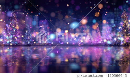 christmas party location with colorful shining lights illustration 130366643