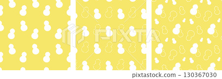 Set of white gourd silhouette patterns on yellow background 130367030