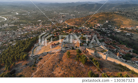 Drone Landscape of Fortification Wall of Berat Castle 130367323