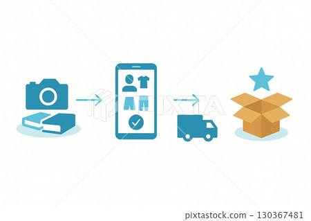 4-step illustrated guide to using a flea market app 4-step illustrated guide to using a flea market app 130367481