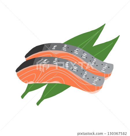 簡單的鮭魚片插圖 130367582